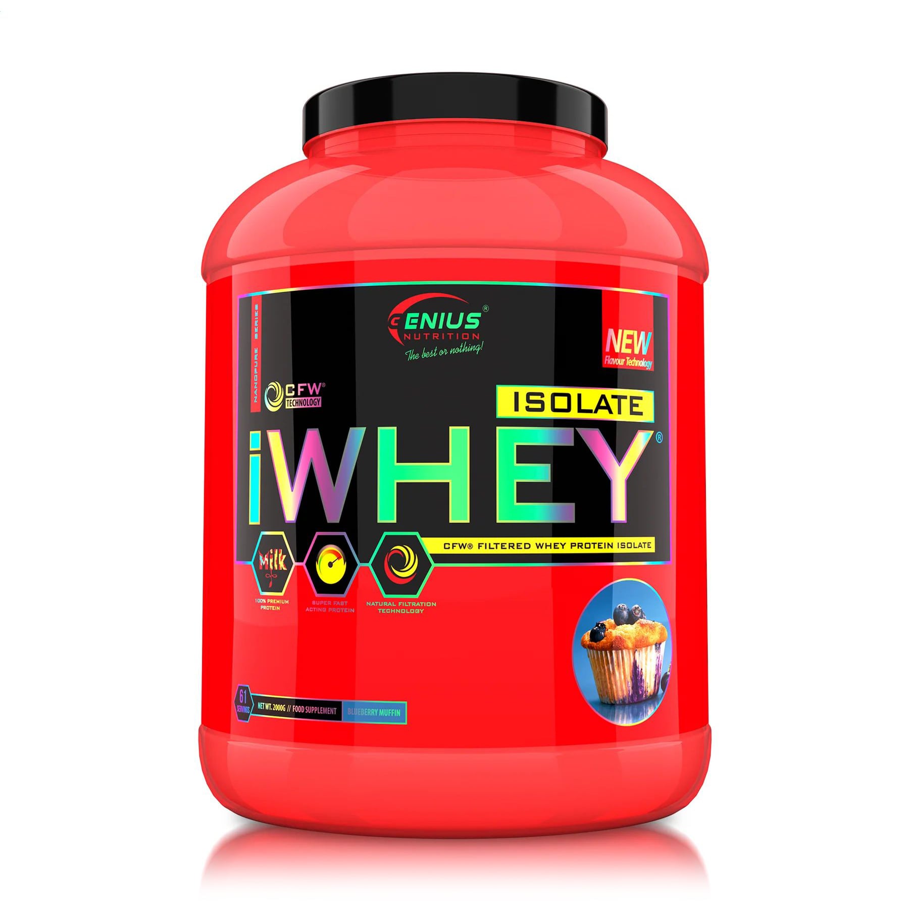 Протеїн Genius Nutrition iWhey Isolate Чорничний мафін, в порошку, 2 кг